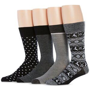 S13 perry ellis men's 4-Pk. reindeer fair isle socks - OS